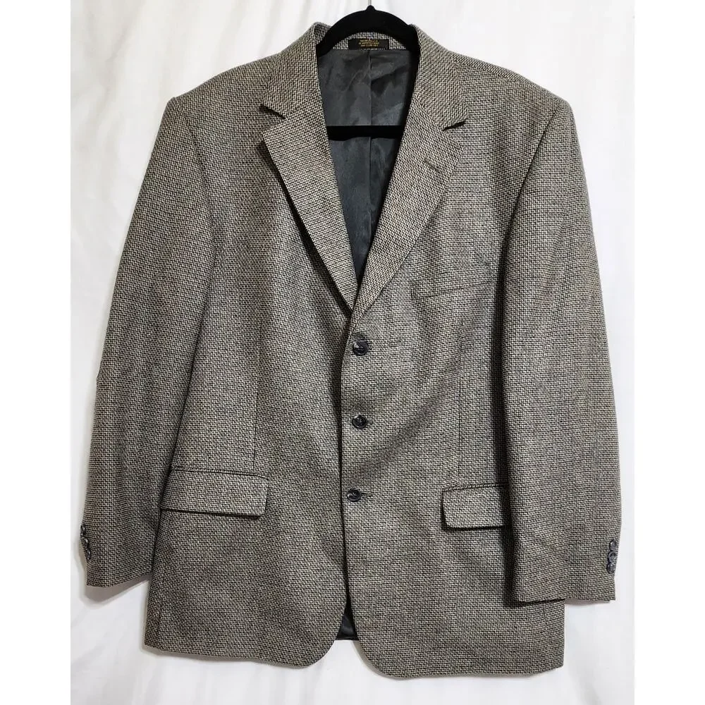 Vintage Norm Thompson‎ Herringbone Sports Coat Blazer Men's 44R